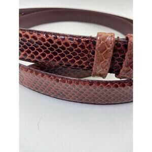 Vintage genuine snake skin belt- brown- 52 inches- gold buckle NEW